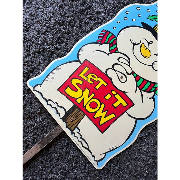 Vintage Snow Man Winter Yard Sign. 1998 Impact Plastics Large Snowman Sign - Picture 2 of 7